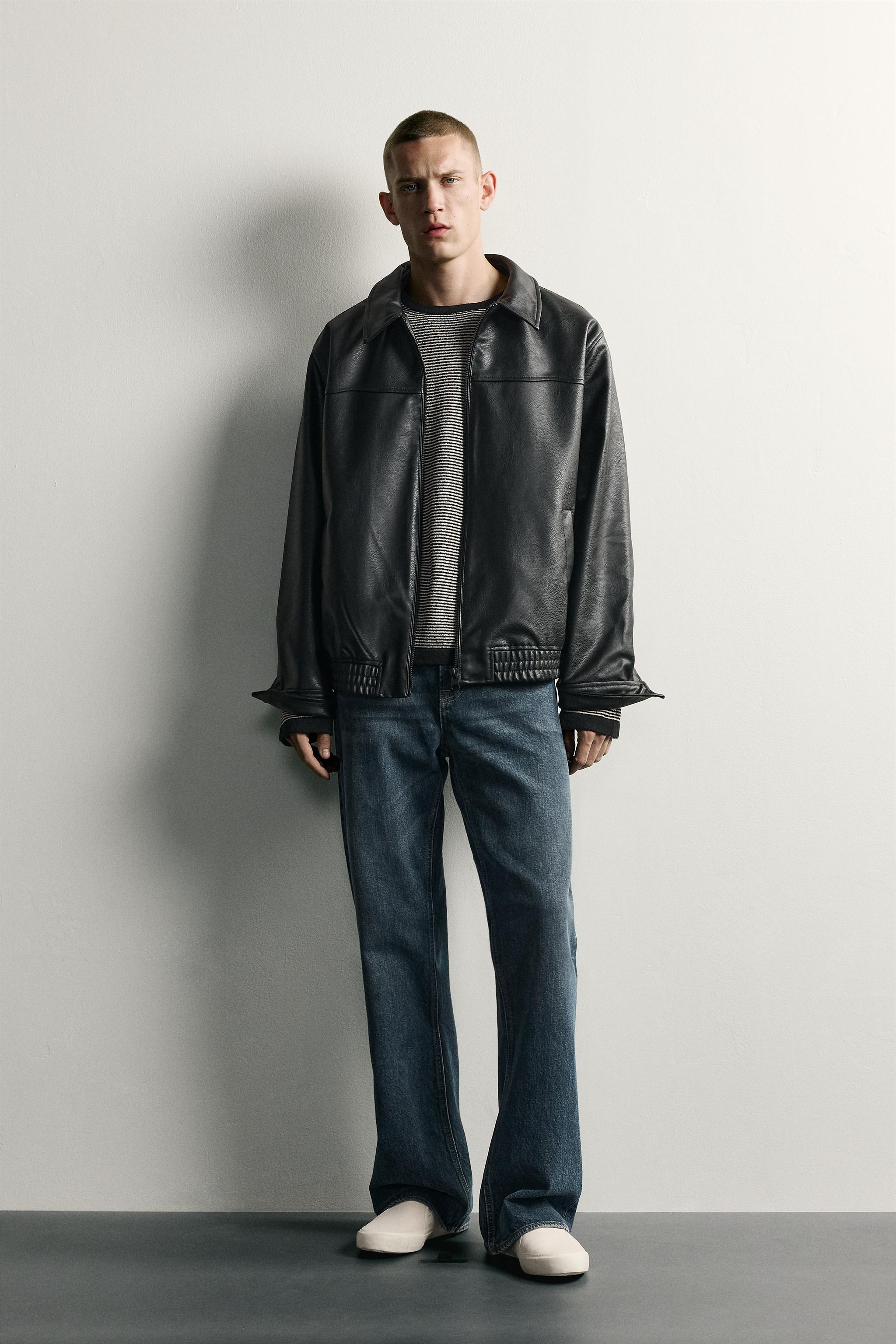 RELAXED-FIT FAUX LEATHER JACKET
